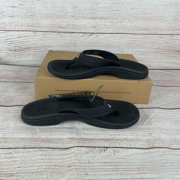 Olukai Ohana Womens Size 7 Flip Flop Sandals Black - Picture 2 of 11